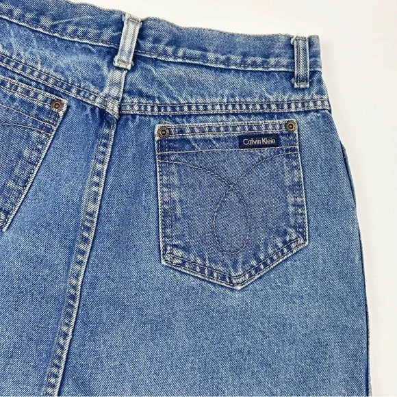Vintage Calvin Klein Vintage Blue Jean Skirt Size 11 - Picture 6 of 8